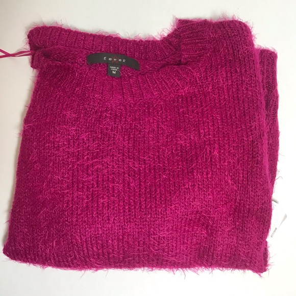 Fever crew neck pink eyelash sweater Medium BNWT PRICE FIRM - Picture 3 of 6